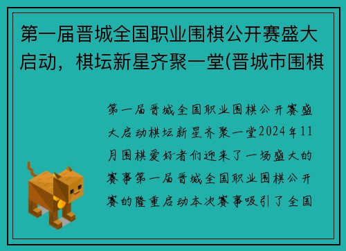 第一届晋城全国职业围棋公开赛盛大启动，棋坛新星齐聚一堂(晋城市围棋培训机构)